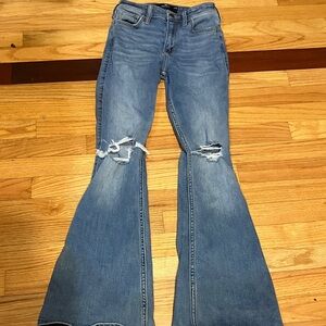 Hollister Distressed Blue Flare Jeans